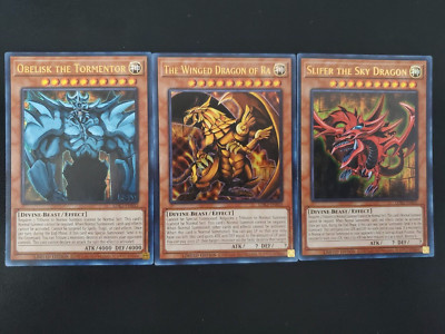 Yu-Gi-Oh! Egyptian God Cards Set Slifer, Obelisk, The Winged Dragon Of Ra Effect-image