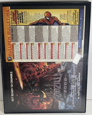 Vintage Marvel Comic Ad Wall Art Framed 11”x 14” Spider-man & Godzilla 2000-image