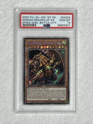 2020 Yu-Gi-Oh! 1st Edition Speed Duel Battle Winged Dragon of Ra #EN203 PSA 10-image