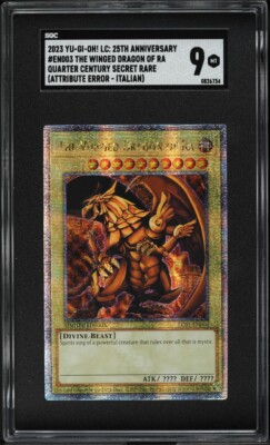 2023 Yugioh - Quarter Century Rare - The Winged Dragon Of Ra #LC01-EN003 SGC 9-image
