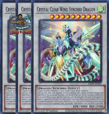 Yugioh! 3x Crystal Clear Wing Synchro Dragon RA04-EN059 Ultra Rare 1st Ed NM-image
