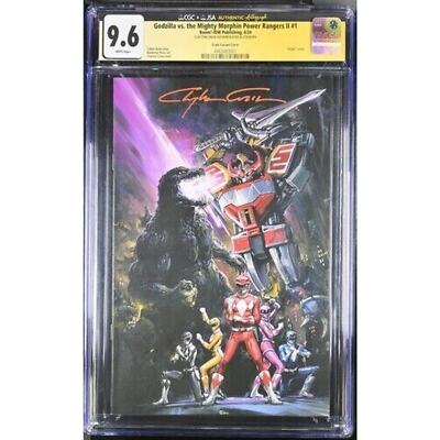 Godzilla Vs Mighty Morphin Power Rangers II #1 Clayton Crain Signed Boom CGC 9.6-image