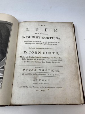 Roger North / LIFE OF THE HONOURABLE SIR DUDLEY NORTH KNT COMMISSIONER 1744-image