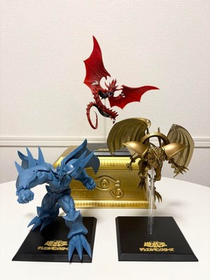 Yu-Gi-Oh! Egyptian God Cards Figure Set Obelisk Slifer Ra & Millennium Puzzle-image