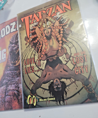 Vintage Comics Dark Horse Godzilla King of Monsters 6 & Malibu Tarzan 1992-image