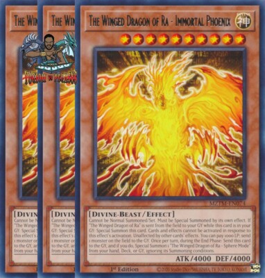 Yugioh! 3x The Winged Dragon of Ra - Immortal Phoenix MZTM-EN074 Rare 1st Ed NM-image