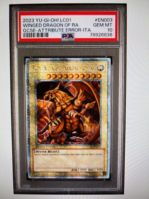 PSA 10 Winged Dragon Of Ra 25th Quarter Century  Rare Yugioh LC01-EN003 Error-image